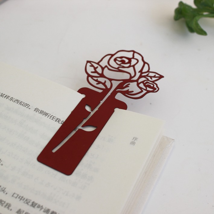 【玫瑰花】精密加厚不銹鋼情人節小王子金屬書簽生日禮品刻字-細節圖7