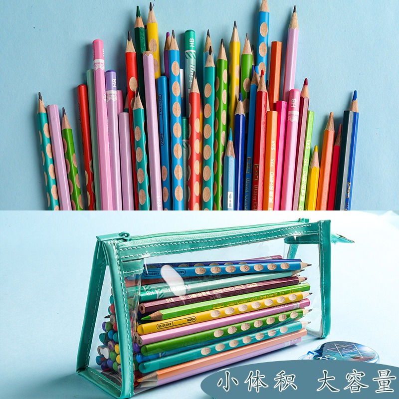 pvc學生透明空白筆袋日系ins防水初中生文具筆盒可帶入考場鉛筆袋-細節圖2