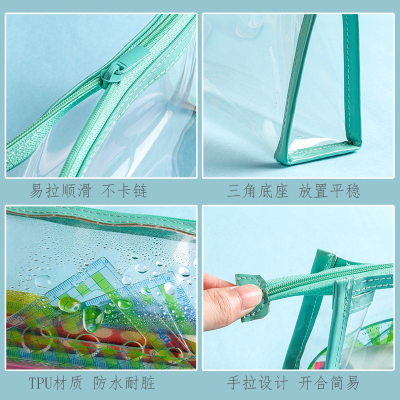 pvc學生透明空白筆袋日系ins防水初中生文具筆盒可帶入考場鉛筆袋-細節圖4