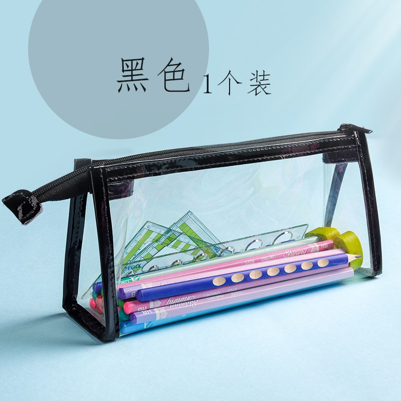 pvc學生透明空白筆袋日系ins防水初中生文具筆盒可帶入考場鉛筆袋-細節圖6