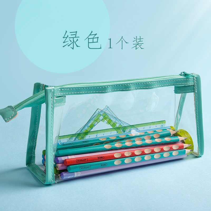pvc學生透明空白筆袋日系ins防水初中生文具筆盒可帶入考場鉛筆袋-細節圖9