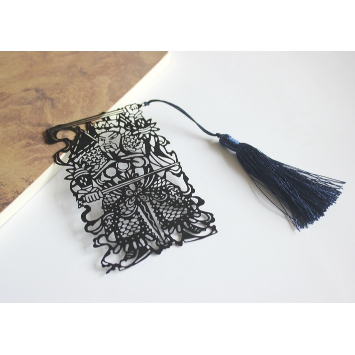 【門神書簽】知識守護者文具禮品中國風古典流蘇鏤空書簽定製-細節圖9