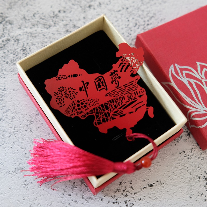 中國夢強國夢金屬書簽中國風國慶節愛國南湖紅船流蘇古典文創禮品-細節圖2