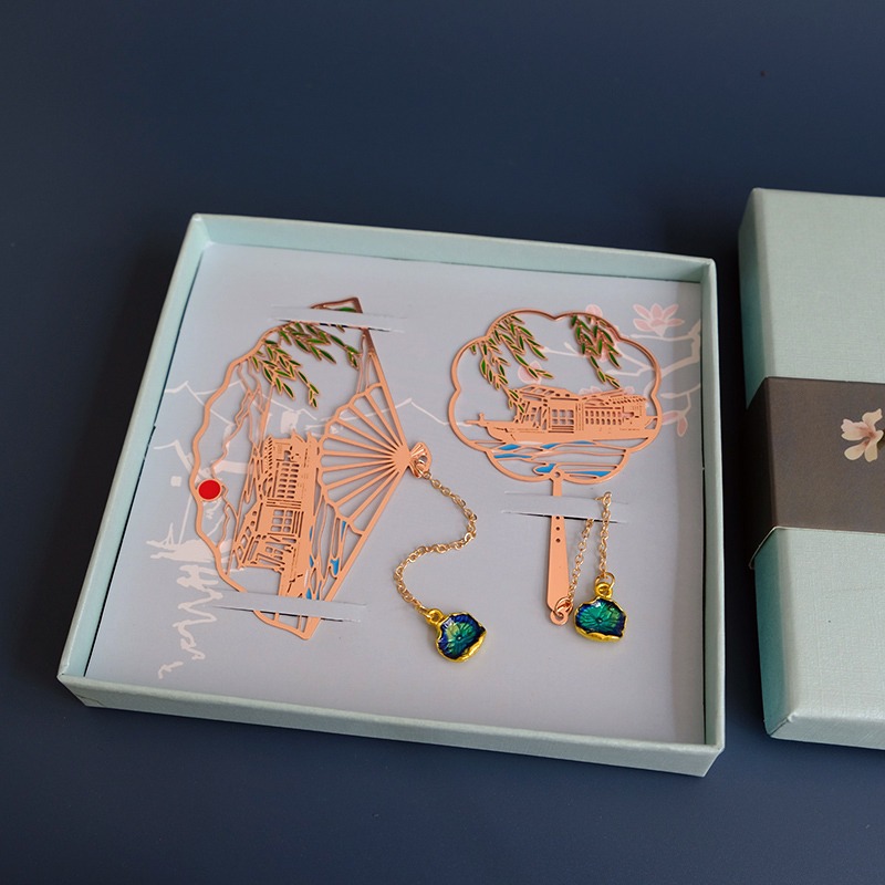 中國夢強國夢金屬書簽中國風國慶節愛國南湖紅船流蘇古典文創禮品-細節圖3