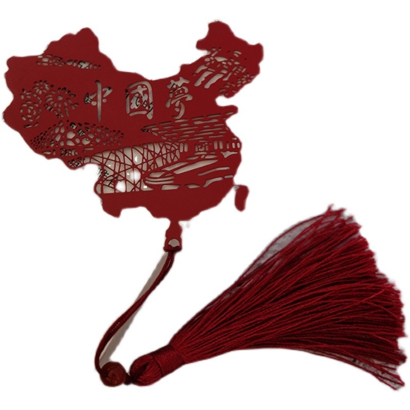 中國夢強國夢金屬書簽中國風國慶節愛國南湖紅船流蘇古典文創禮品-細節圖5