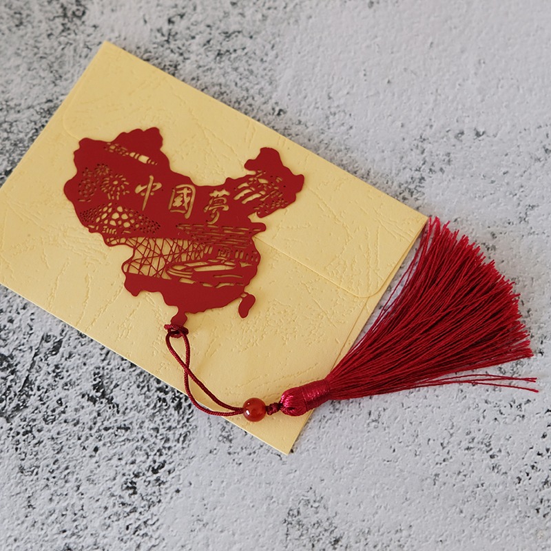 中國夢強國夢金屬書簽中國風國慶節愛國南湖紅船流蘇古典文創禮品-細節圖6