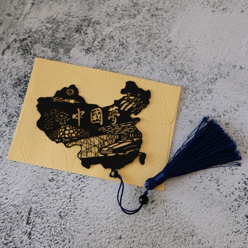 中國夢強國夢金屬書簽中國風國慶節愛國南湖紅船流蘇古典文創禮品-細節圖8
