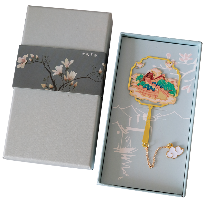 北京旅遊金屬書簽中國風古典文藝團扇禮品古典精美文創長城紀念品-細節圖5