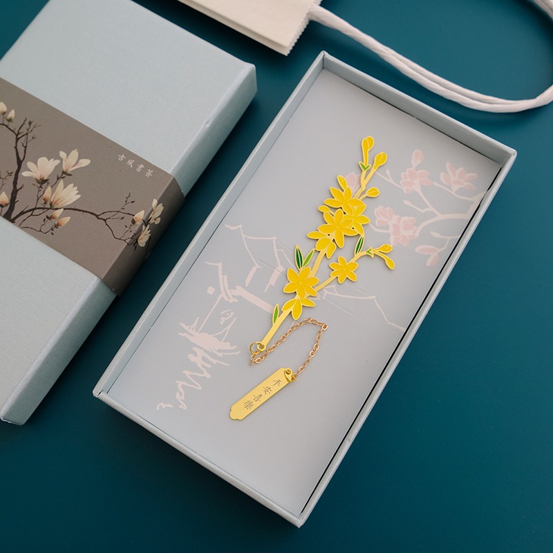 十二月花金屬書簽中國風古典文藝禮品鏤空古風花語禮物刻字教師節-細節圖9