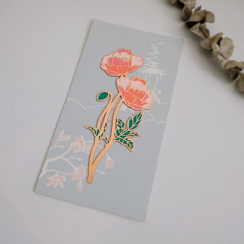 幸運草金屬書簽簡約鏤空花枝俏鳶尾花黃銅文藝禮品文具教師節禮物-細節圖4
