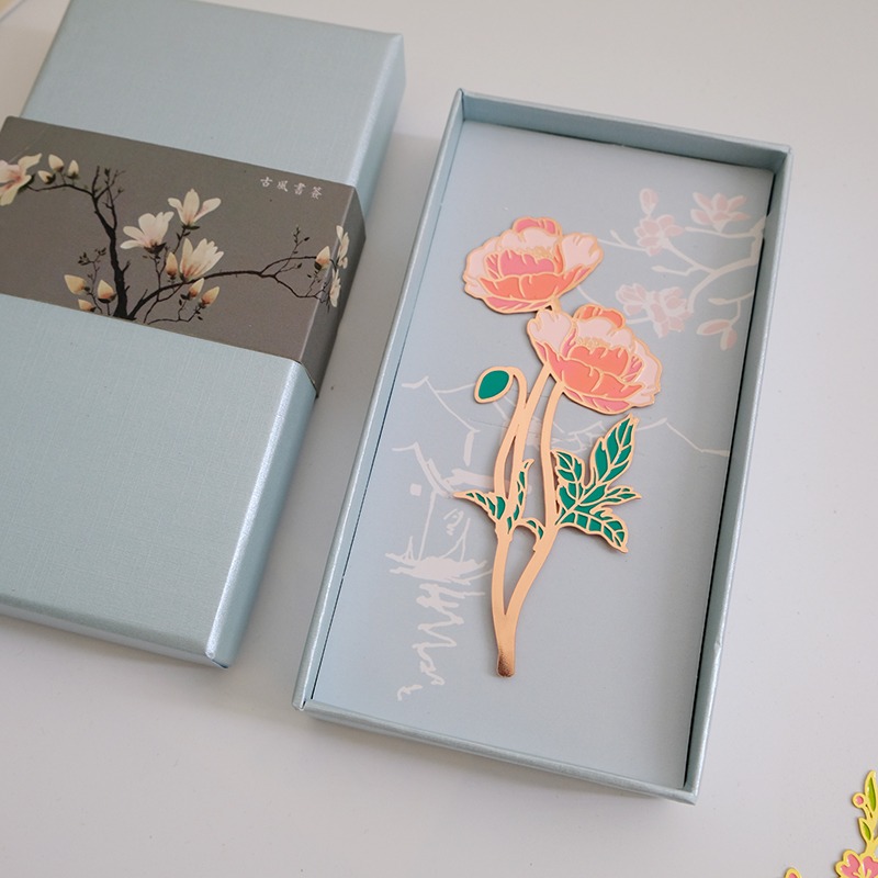 幸運草金屬書簽簡約鏤空花枝俏鳶尾花黃銅文藝禮品文具教師節禮物-細節圖7