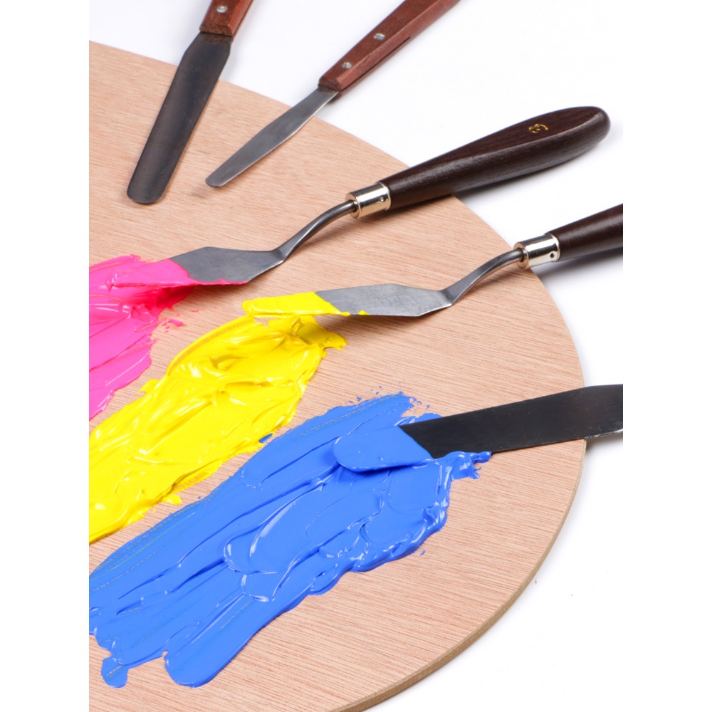 圖繪通油畫刮刀丙烯水粉顏料挑刀調色美術調色刀鏟刀肌理刀挑刀尖頭圓頭平頭大尖小尖五件套裝中性美術用品-細節圖2