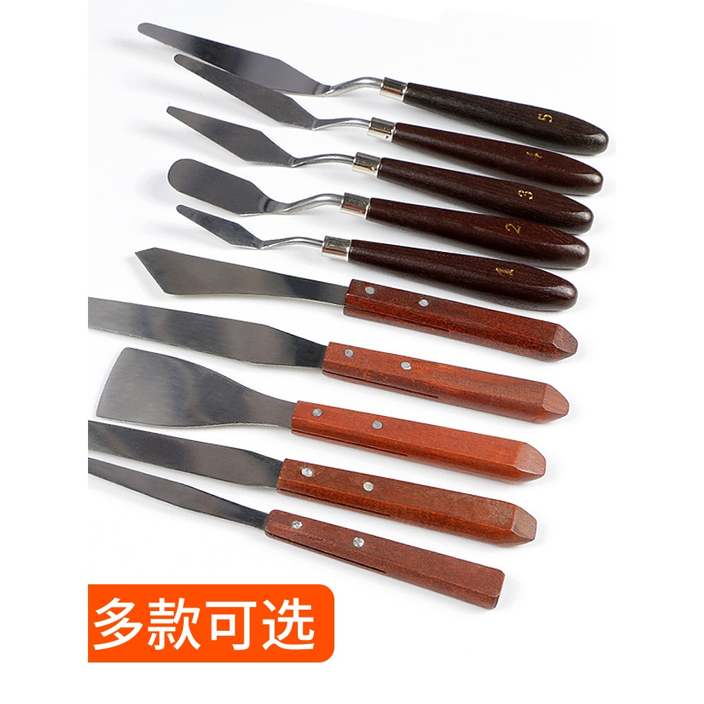 圖繪通油畫刮刀丙烯水粉顏料挑刀調色美術調色刀鏟刀肌理刀挑刀尖頭圓頭平頭大尖小尖五件套裝中性美術用品-細節圖3