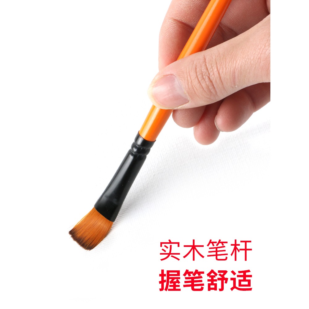 圖繪通油畫筆6支套裝尼龍毛 專業美術高考色彩畫筆水粉水彩丙烯油畫筆雙號扁頭繪畫畫筆套裝油畫筆-細節圖4
