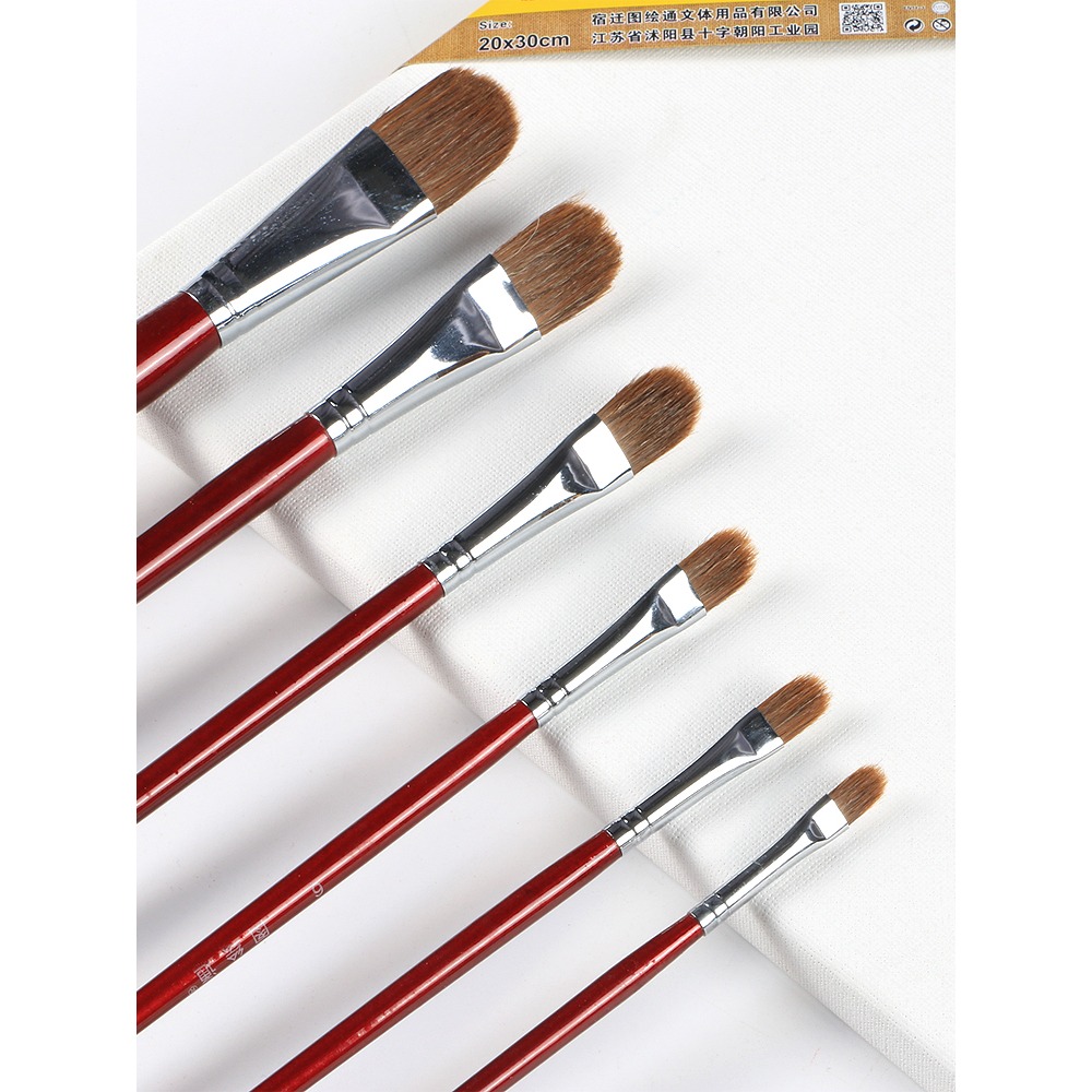 圖繪通狼毫水粉筆油畫筆手繪水彩筆軟毛半圓形舌頭型畫筆專業美術學生專用筆套裝丙烯尼龍毛-細節圖2