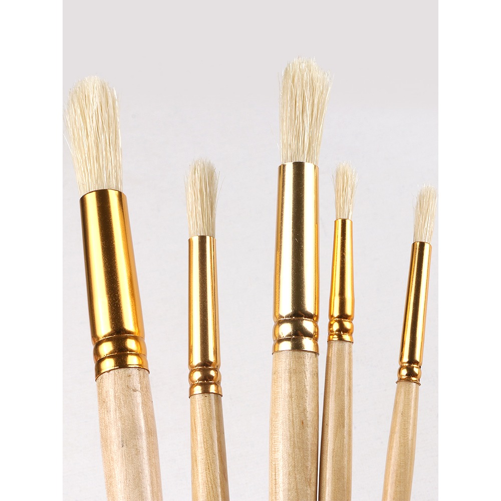 圖繪通油畫筆豬鬃毛圓頭畫筆單支套裝排筆美術學生專用水彩水粉圓峯筆刷色丙烯油畫顏料筆手繪成人專業毛筆-細節圖2