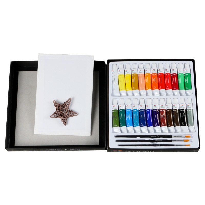 圖繪通丙烯顏料24色套裝防水不易掉色無毒diy手繪塗鴉紡織初學者兒童學生美術用品-細節圖5