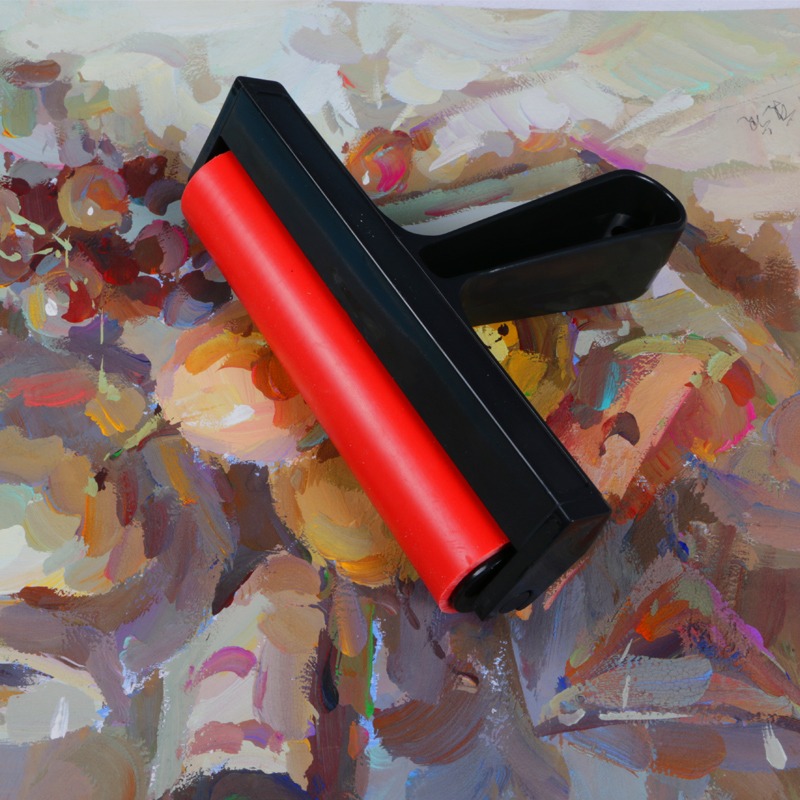 圖繪通油畫滾筒版畫膠輥滾筒油墨滾筒上墨印墨滾筒橡膠滾輪兒童專用木版畫油畫工具壓花橡膠滾筒-細節圖4