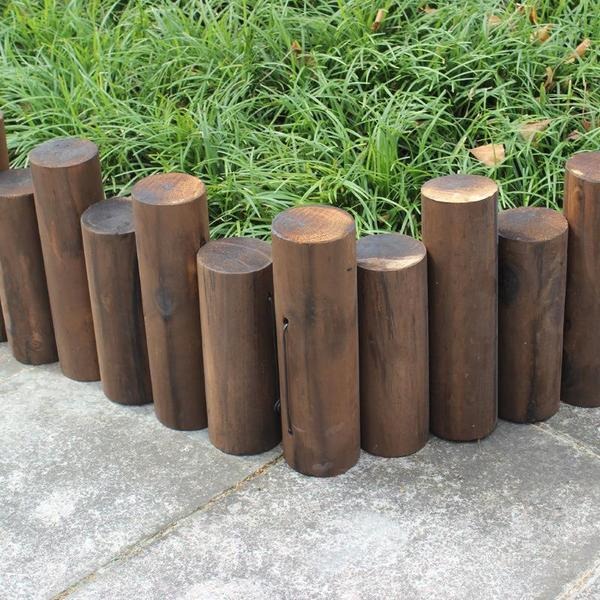陽臺花園造景防腐木柵欄花池圍欄小籬笆碳化木頭室內裝飾木樁擺件-細節圖3