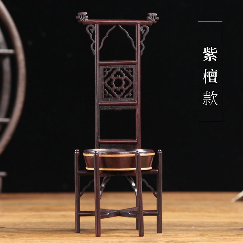紅木雕刻工藝品擺件明清古典微縮傢俱模型臉盆架實木質微型小擺件-細節圖7