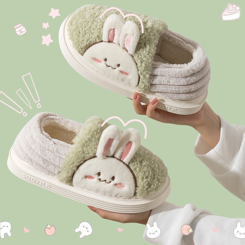 新款情侶包跟棉拖鞋女冬可愛居家室內厚底毛絨保暖防滑棉鞋男-細節圖2