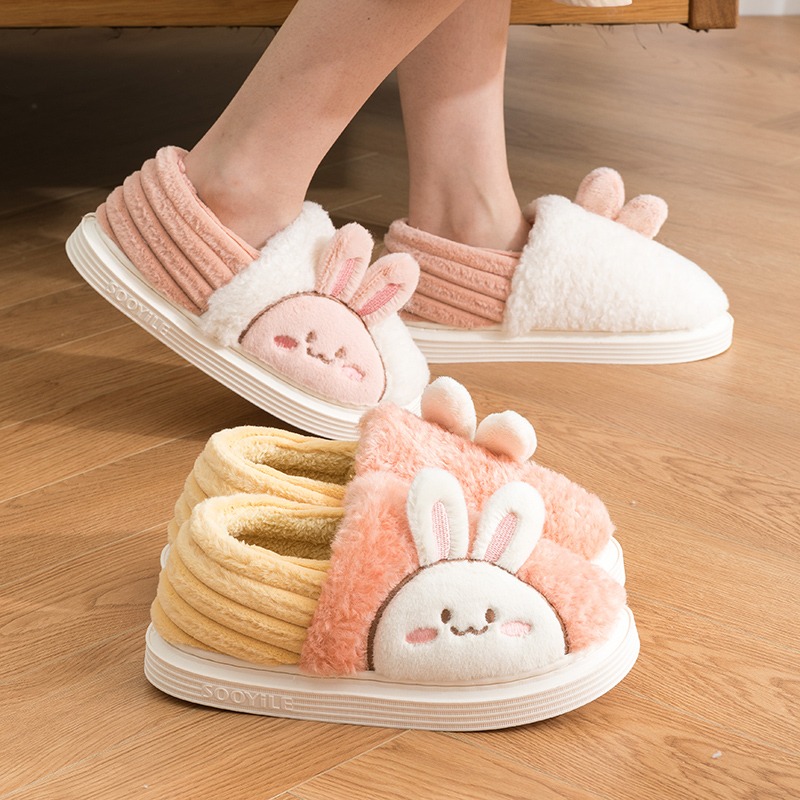 新款情侶包跟棉拖鞋女冬可愛居家室內厚底毛絨保暖防滑棉鞋男-細節圖3