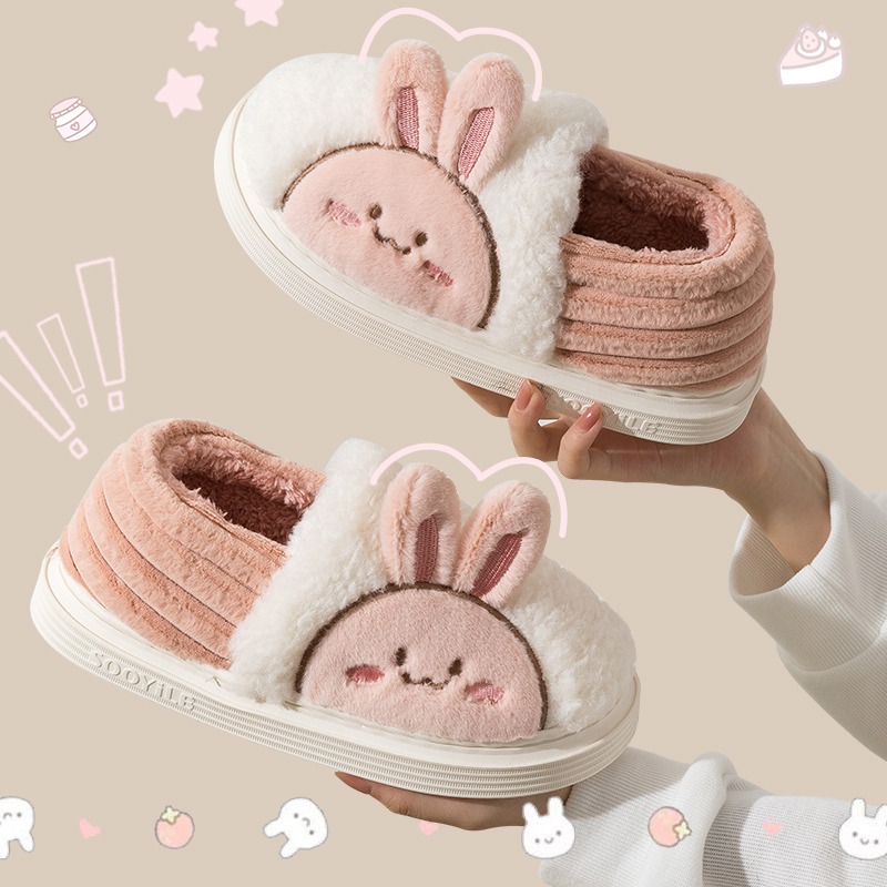 新款情侶包跟棉拖鞋女冬可愛居家室內厚底毛絨保暖防滑棉鞋男-細節圖4