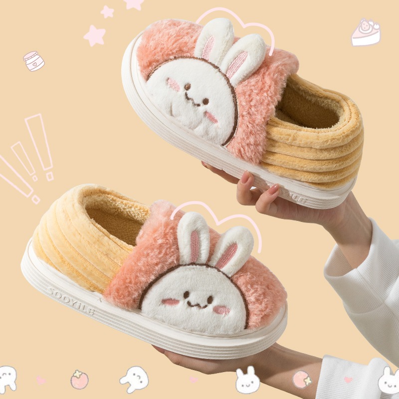 新款情侶包跟棉拖鞋女冬可愛居家室內厚底毛絨保暖防滑棉鞋男-細節圖5