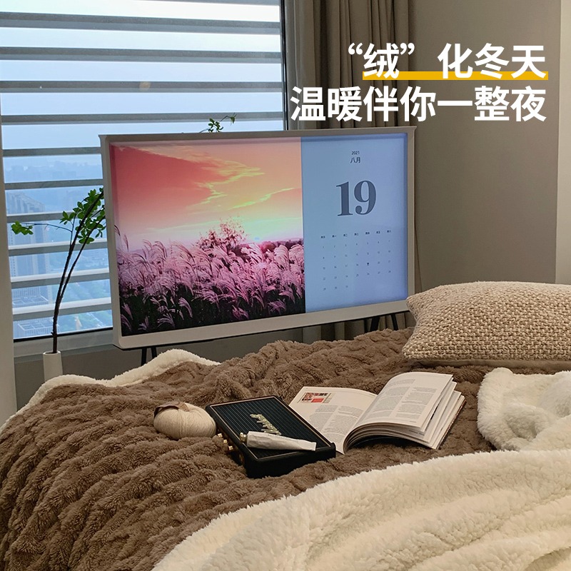南極人珊瑚絨毛毯冬季加厚羊羔絨法蘭絨牀單鋪牀小毯子單人牀上用-細節圖4