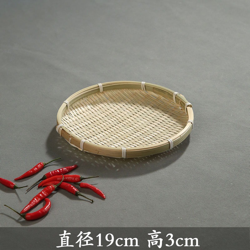 手工竹編果籃家用手提籃圓簸箕竹篩子竹扁竹簍創意裝飾零食收納籃-細節圖6