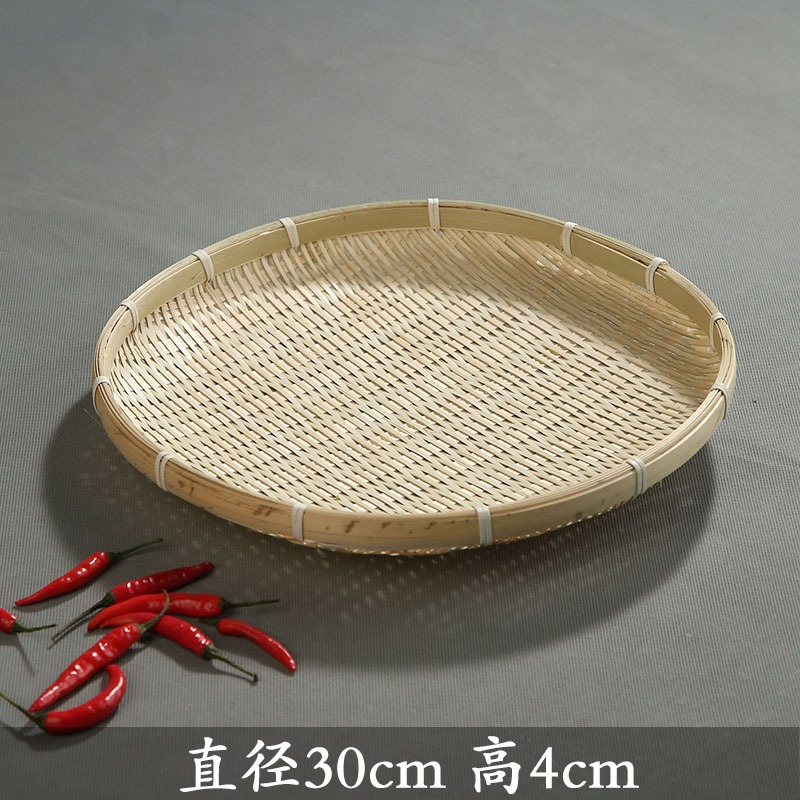 手工竹編果籃家用手提籃圓簸箕竹篩子竹扁竹簍創意裝飾零食收納籃-細節圖8