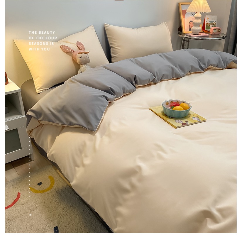 南極人水洗棉四件套四季牀上用品牀單被套牀笠學生宿舍單人三件套-細節圖7