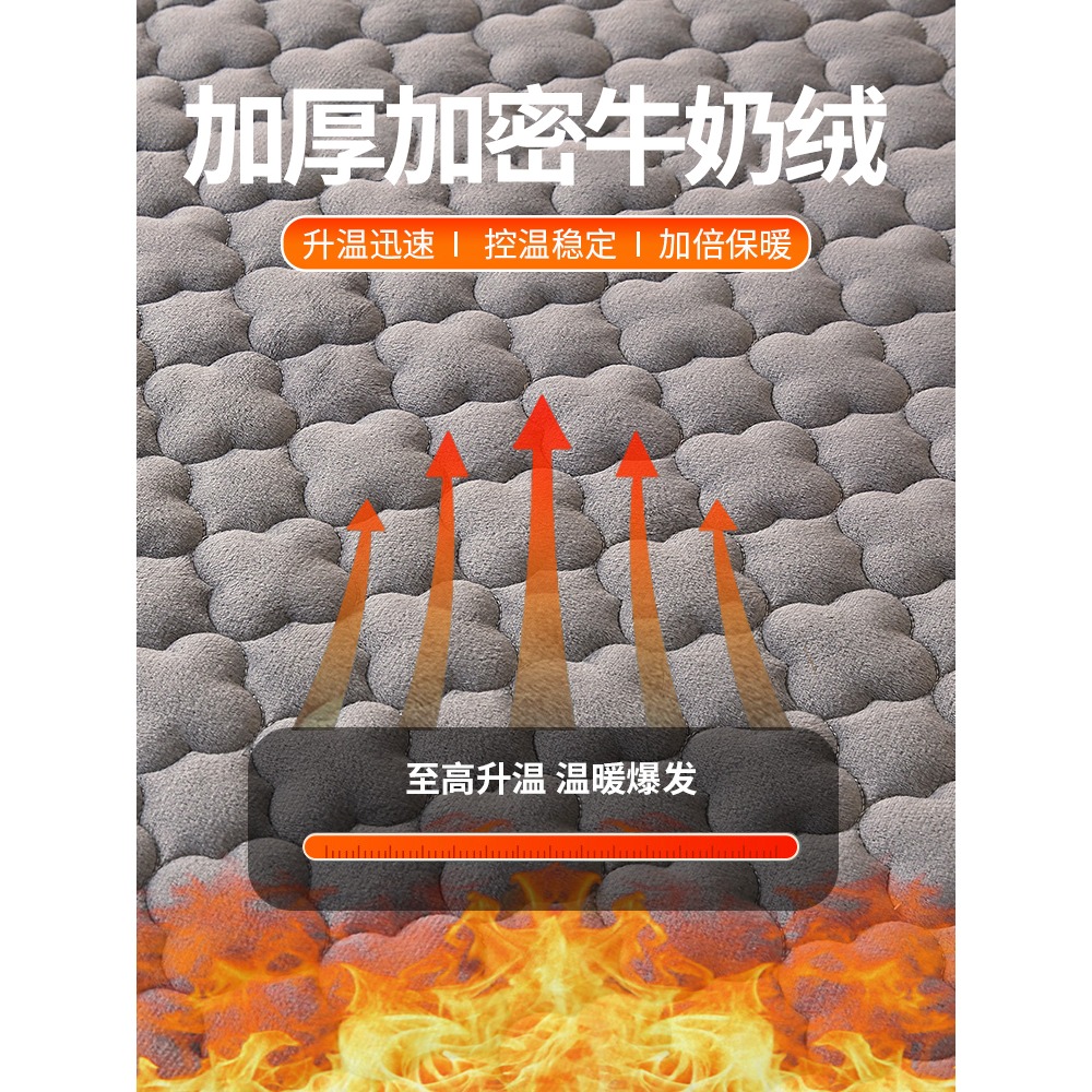 南極人牛奶絨牀笠牀罩單件冬季珊瑚絨加厚夾棉牀單防塵罩牀墊套罩-細節圖3