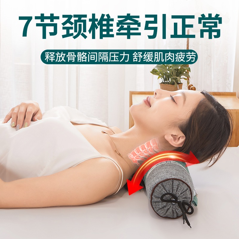 南極人蕎麥頸椎枕頭護頸椎助睡眠睡覺專用決明子艾草圓帶枕套整頭-細節圖3