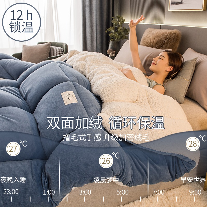 南極人羊羔絨被子冬被棉被加厚保暖宿舍單人學生春秋被芯太空被褥-細節圖4