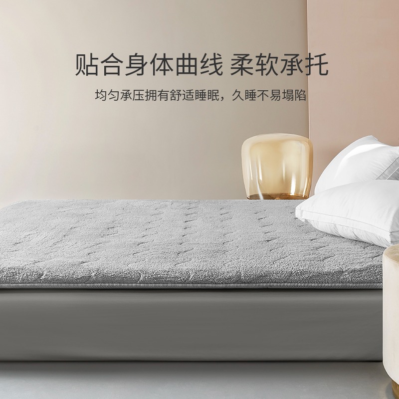 南極人羊羔絨牀墊軟墊褥子家用冬季加厚保暖榻榻米冬天法蘭絨墊子-細節圖3