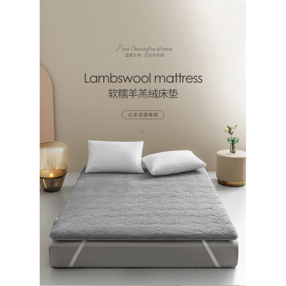 南極人羊羔絨牀墊軟墊褥子家用冬季加厚保暖榻榻米冬天法蘭絨墊子-細節圖6