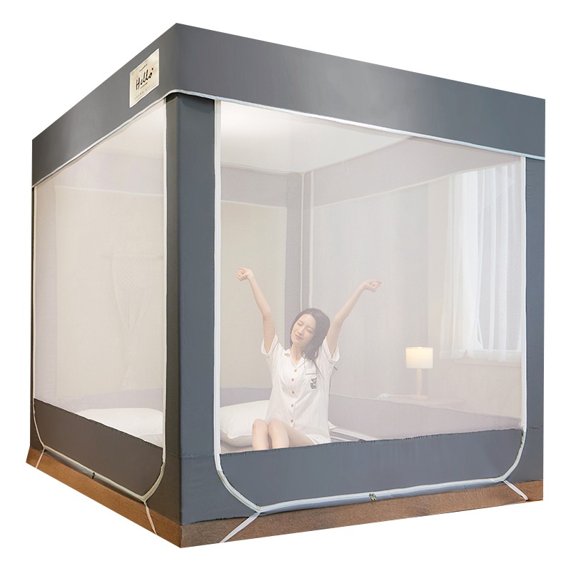 南極人蚊帳家用蒙古包加粗支架固定加厚防摔兒童1.8m牀寶寶密紋帳-細節圖2