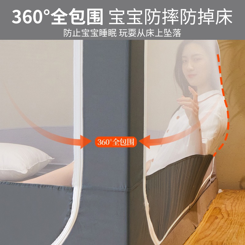 南極人蚊帳家用蒙古包加粗支架固定加厚防摔兒童1.8m牀寶寶密紋帳-細節圖3