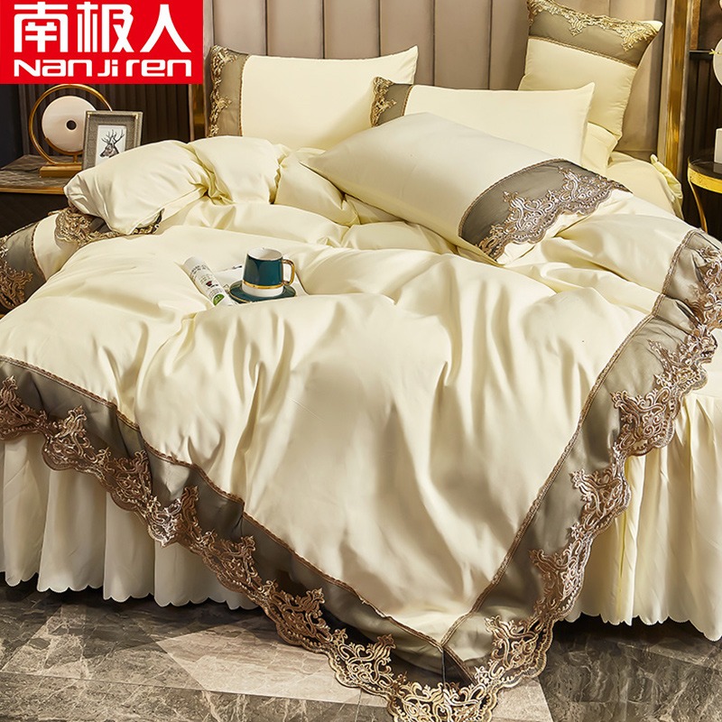 南極人高端輕奢冬天磨毛四件套加厚保暖被套牀單牀裙冬季牀上用品-細節圖2