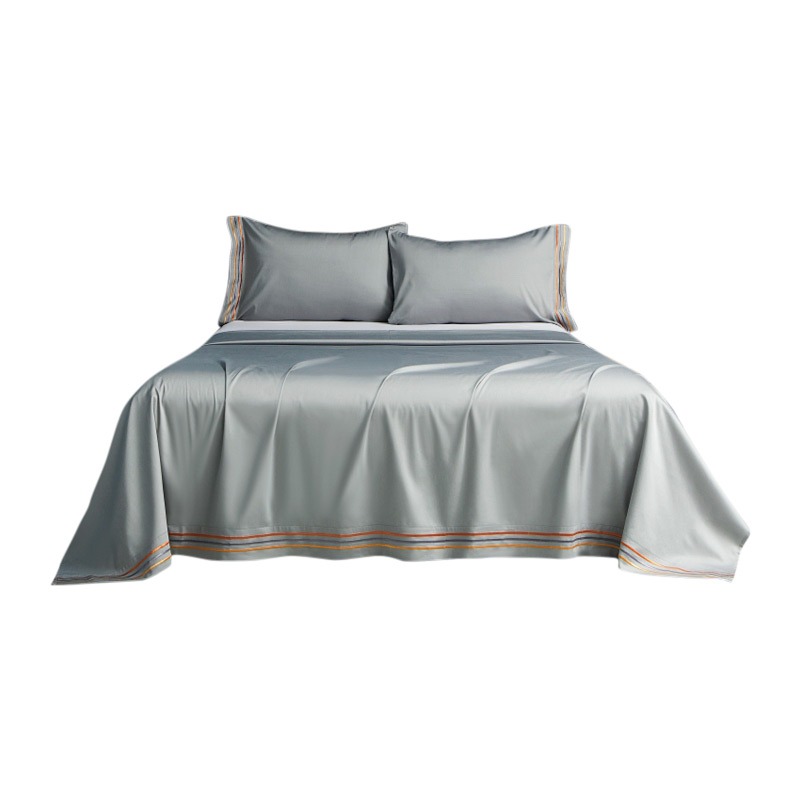 160支貢緞純棉牀單單件100全棉雙人牀純色枕套三件套春秋酒店被單-細節圖2