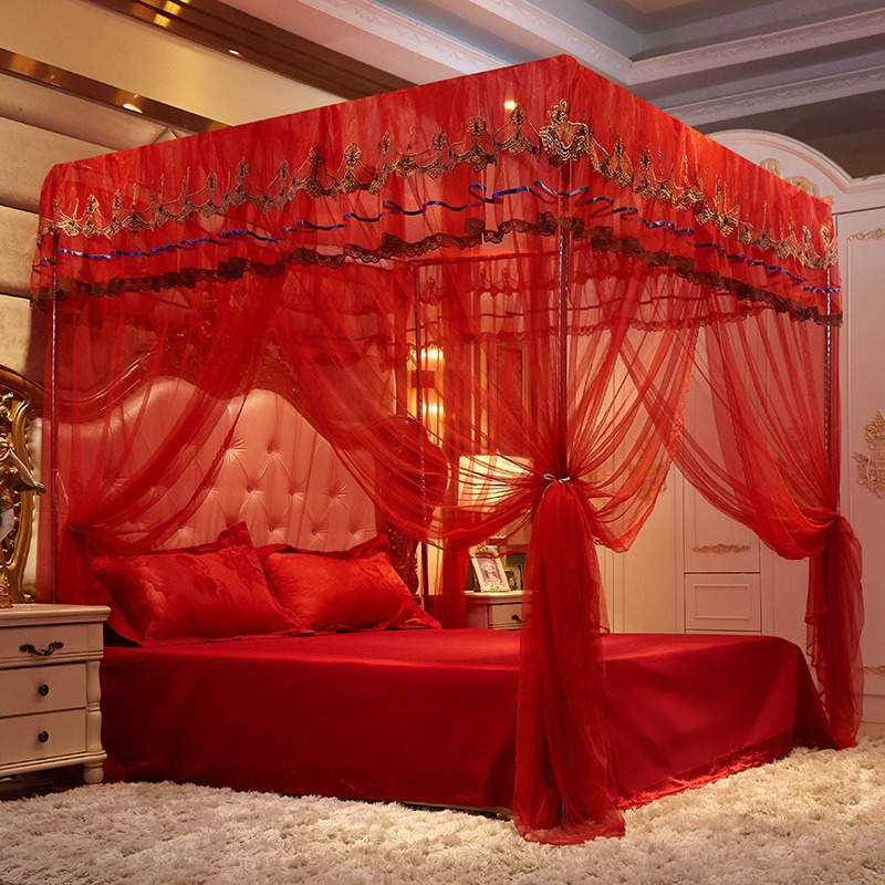 南極人新款落地蚊帳1.8m牀1.5米結婚家用公主風支架固定加密加厚2-細節圖4