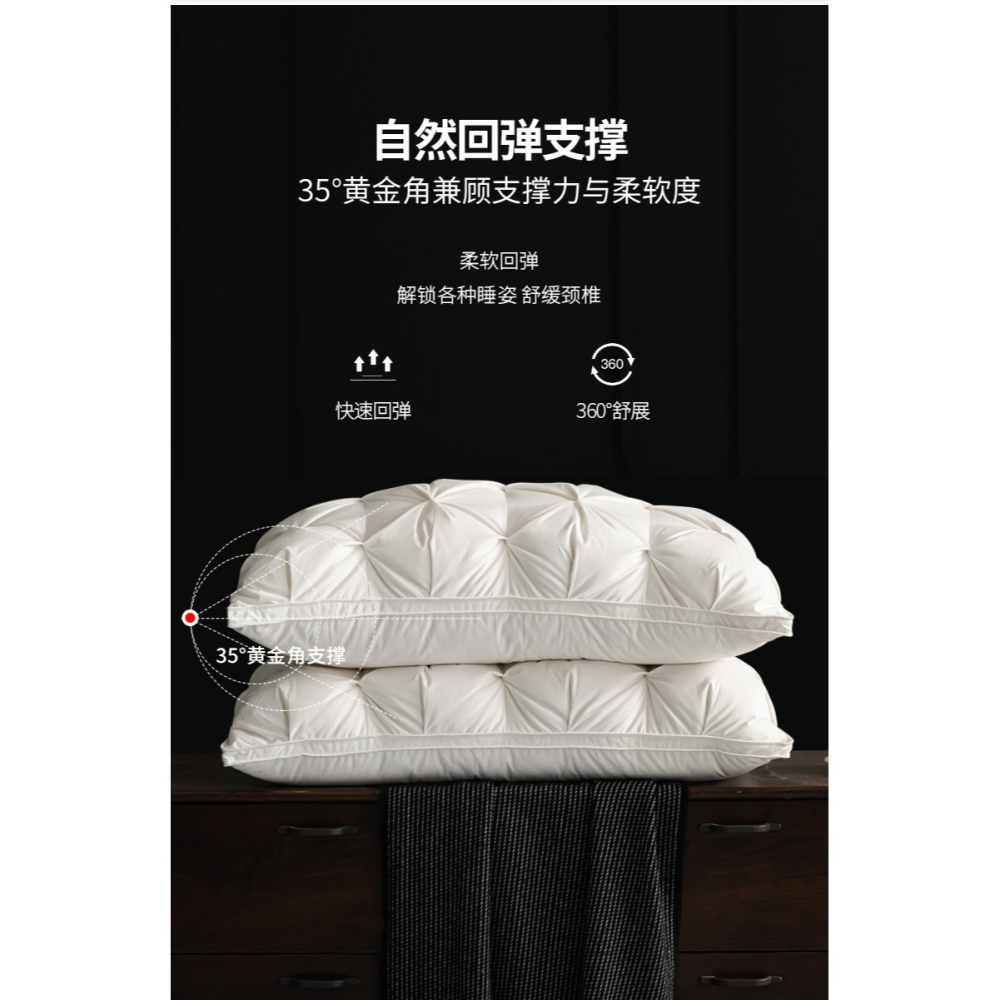南極人羽絨枕95白鵝絨枕頭家用成人單人整頭五星級酒店枕芯一對裝-細節圖10