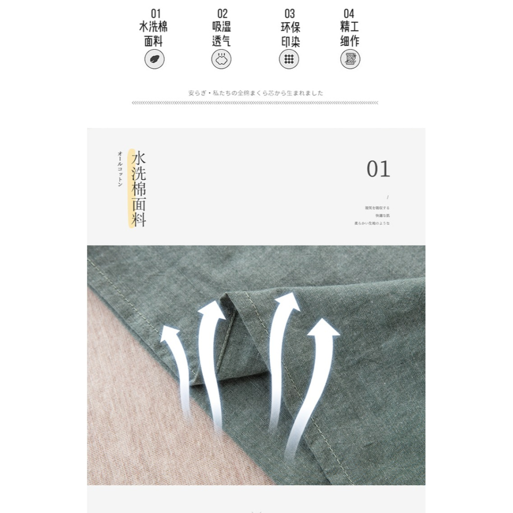 南極人水洗棉枕套純棉純色全棉枕頭套兩只簡約48*74cm單人一對-細節圖9