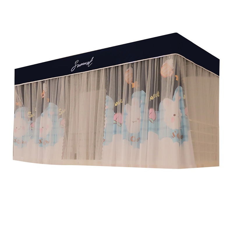 遮光蚊帳牀簾一體式學生牀宿舍上鋪女上下鋪寢室窗簾布少女帶支架-細節圖2