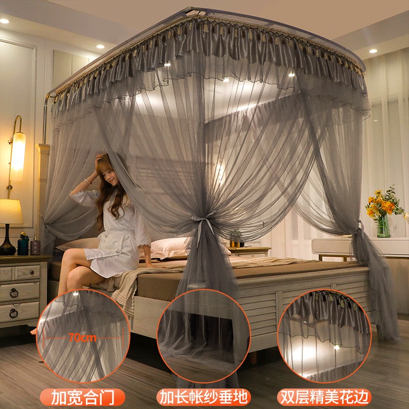 u型伸縮免安裝蚊帳家用落地支架固定/2020新款2021年方便拆洗大牀-細節圖3