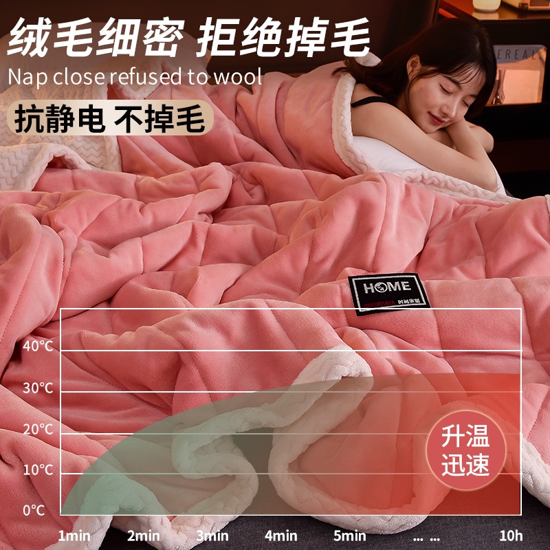 南極人毛毯三層加厚牛奶絨小毯子貝貝絨夾棉秋冬被子牀單宿舍蓋毯-細節圖2