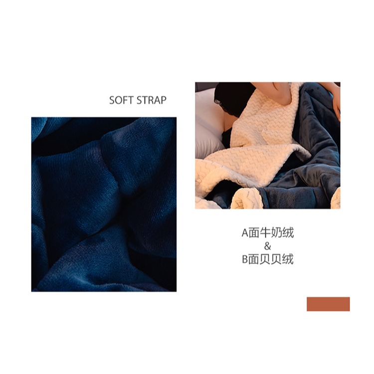 南極人毛毯三層加厚牛奶絨小毯子貝貝絨夾棉秋冬被子牀單宿舍蓋毯-細節圖10