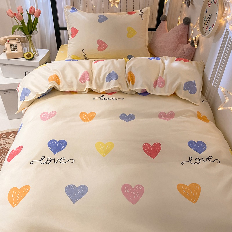 學生宿舍牀上三件套水洗棉牀單被套四件套寢室單人被罩牀品套件夏-細節圖2