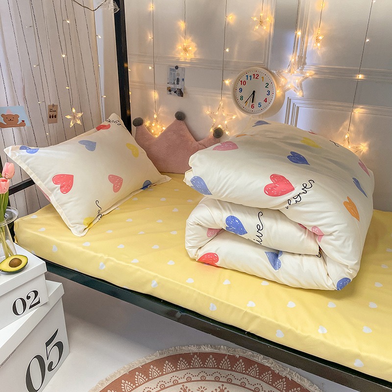 學生宿舍牀上三件套水洗棉牀單被套四件套寢室單人被罩牀品套件夏-細節圖4